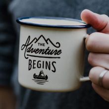 The Adventure Begins Camping Mug